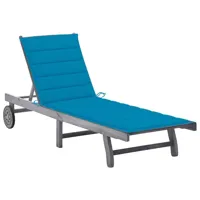 transat chaise longue bain de soleil lit de jardin terrasse meuble d'extérieur avec coussin gris bois d'acacia solide 02_0012475