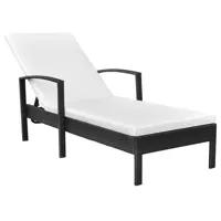 transat chaise longue bain de soleil lit de jardin terrasse meuble d'extérieur avec coussin résine tressée noir 02_0012520