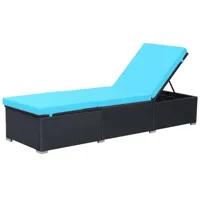 transat chaise longue bain de soleil lit de jardin terrasse meuble d'extérieur avec coussin résine tressée noir 02_0012528