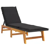 transat chaise longue bain de soleil lit de jardin terrasse meuble d'extérieur avec coussin résine tressée/bois massif d'acacia 02_0012532