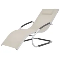 transat chaise longue bain de soleil lit de jardin terrasse meuble d'extérieur avec oreiller aluminium et textilène crème 02_0012552