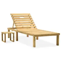transat chaise longue bain de soleil lit de jardin terrasse meuble d'extérieur avec table bois de pin imprégné 02_0012606