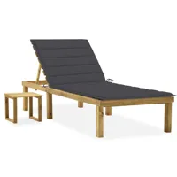 transat chaise longue bain de soleil lit de jardin terrasse meuble d'extérieur avec table et coussin pin imprégné 02_0012658