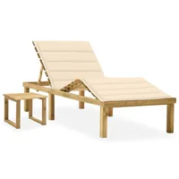 transat chaise longue bain de soleil lit de jardin terrasse meuble d'extérieur 200 x 70 x (31,5-77) cm avec table et coussin pin imprégné 02_0012671