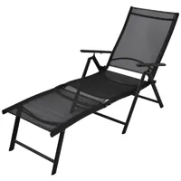 transat chaise longue bain de soleil lit de jardin terrasse meuble d'extérieur pliable aluminium noir 02_0012806