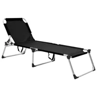 transat chaise longue bain de soleil lit de jardin terrasse meuble d'extérieur pliable extra haute pour seniors aluminium noir 02_0012873