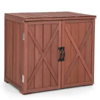 armoire de rangement en bois avec doubles portes et poignées de porte pour jardin patio arrière-cour marron 20_0001648