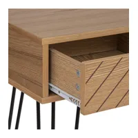 meuble console 2 tiroirs en bois et métal h 78.5 cm