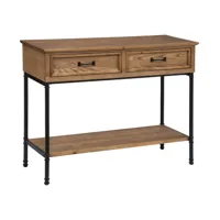 meuble console 2 tiroirs en bois et métal h 85 cm