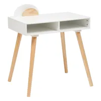 bureau enfant primaire en bois blanc et naturel h 87 cm