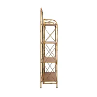 étagère de rangement 4 niveaux en bois et métal aspect bambou h 160 cm
