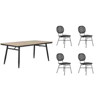 ensemble table alba en bois d'acacia fsc et 4 chaises de jardin