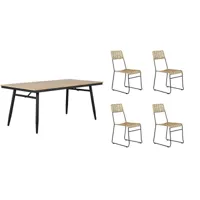 ensemble table alba en bois d'acacia fsc et 4 chaises de jardin