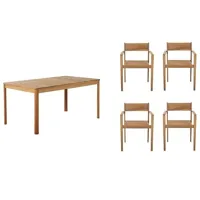 ensemble table oria en bois d'acacia fsc 160 cm et 4 fauteuils de jardin