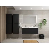 colonne de salle de bain fangorn 2 portes à  fermeture progressive 40 x 150 x 35 cm noir ultra mat