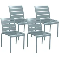 lot de 4 chaises de jardin empilables avec assise et dossier à lattes gris