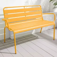 banc de jardin en métal jaune