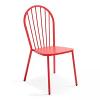 ensemble table carrée de jardin inclinable et 2 chaises bistrot rouge