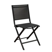 lot de 2 chaises de jardin pliantes thema - graphite/chiné noir - aluminium/toile tpep