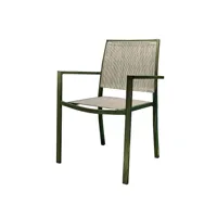 table rectangulaire extensible santorin 8/10 personnes en aluminium finition uni kaki avec 10 fauteuils - jardiline