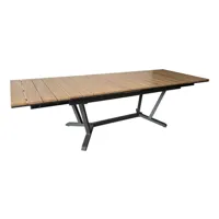 table de jardin darwin 174/224/274 x 100 cm en alu - plateau à lattes - graphite oak