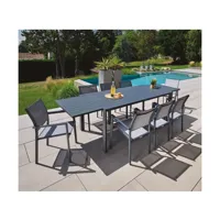 argos - ensemble table et chaises de jardin - 8 places - gris perle