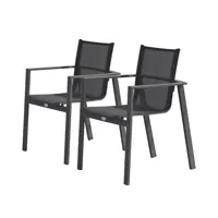 lot de 2 fauteuils de jardin empilables en aluminium gris anthracite - alu-miami