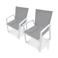lot de 2 fauteuils de jardin empilables en aluminium blanc - floride