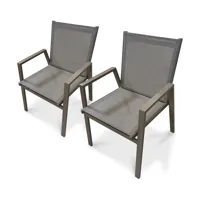 lot de 2 fauteuils de jardin empilables en aluminium quartz - floride