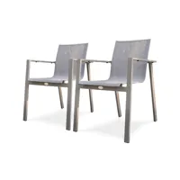 lot de 2 fauteuils de jardin en aluminium et toile plastifiée taupe - zahara