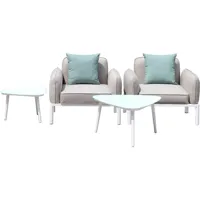 salon de jardin en tissu "sevilla" - 2 fauteuils + 2 tables basses - gris