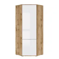 armoire d'angle 2 portes selma blanc et bois