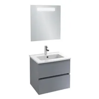 meuble vasque 60 cm jacob delafon tolbiac gris anthracite + miroir led