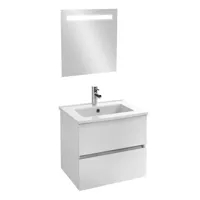 meuble vasque 60 cm jacob delafon tolbiac blanc + miroir led