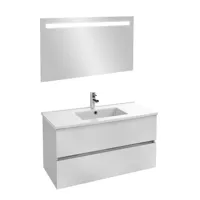 meuble vasque 101 cm jacob delafon tolbiac blanc + miroir led