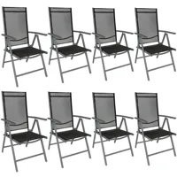 lot de 8 chaises de jardin pliantes en aluminium