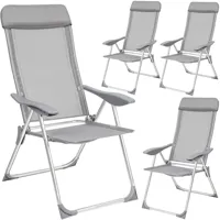 lot de 4 chaises de jardin en aluminium avec nuque rembourrée