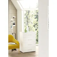 commode aster, commode avec 4 tiroirs pour chambre, armoire polyvalente pour bureau ou studio, 50x41h87 cm, blanc et béton