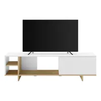 meuble tv cequoia 160cm imitation chêne et blanc