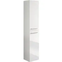 colonne salle de bain suspendue avec 2 portes coloris blanc laqué - 150 x 30 x 25 cm
