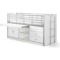 lit combiné enfant bonny 95 blanc avec bureau, armoire, tiroirs et sommier inclus