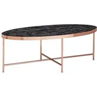 table basse ovale aspect marbre noir 110 x 56 cm - wohnling - cuivre