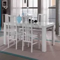 table de repas rectangulaire laqué blanc - crac - blanc - bois - l 160 x l 90 x h 77 cm - table de repas