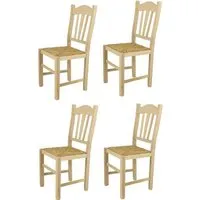 tommychairs - set 4 chaises cuisine silvana, robuste structure en bois de hêtre poli non traité, 100% naturel et assise en paille