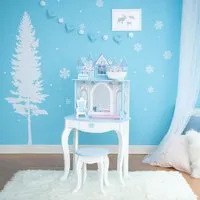 ensemble coiffeuse et chaise enfant - fantasy fields - château de rêve - bleu - avec rangement
