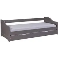 lit gigogne sandra 90x200 cm avec tiroir de lit / lit d'appoint sur roulettes. fabriqué en pin massif anthracite.