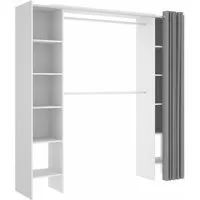 armoire placard extensible coloris blanc - longueur 110-180 x hauteur 205 x profondeur 50 cm