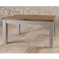 table de repas à allonge bois massif argent - gabriel - l 150/210 x l 100 x h 75