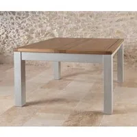 table de repas carrée à allonge bois massif argent - gabriel - l 130/185 x l 130 x h 75