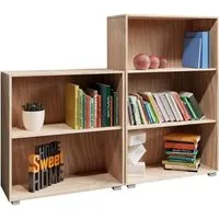 set d'étagères bibliothèque chêne vela meuble de rangement 2 niveaux 3 niveaux pour salon bureau chambre